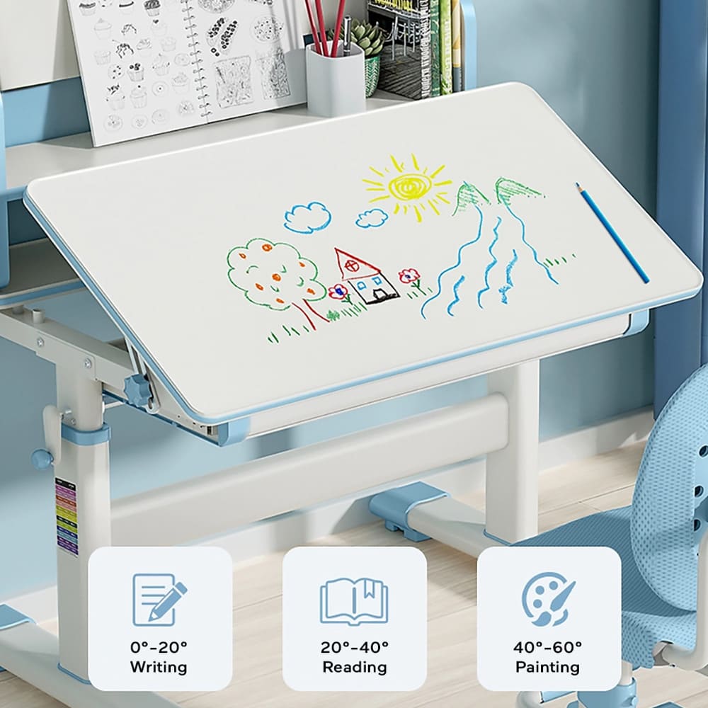 StarAndDaisy Study Table and Chair Set for Children with Adjustable Height, Smart Storage, Flexible Desk, and Adjustable Design - 72B (Blue) - Image 7