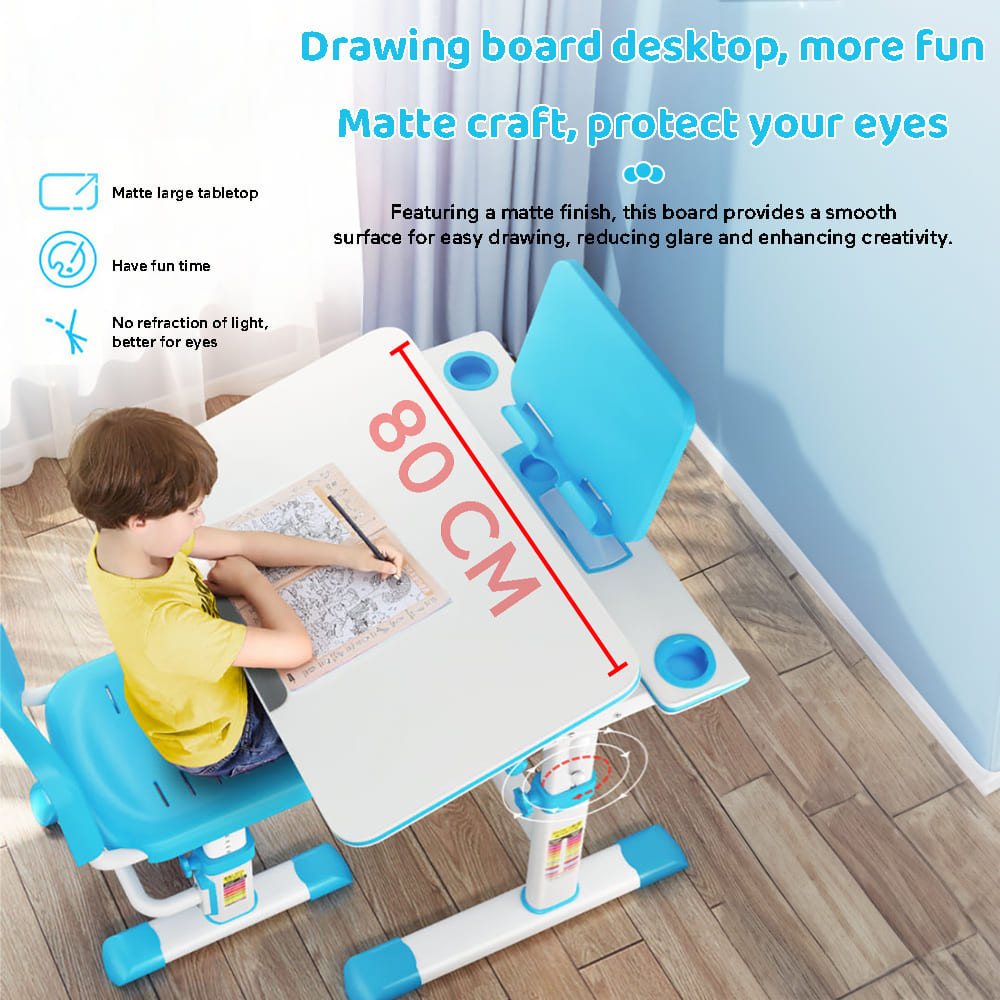 StarAndDaisy Study Table Chair Set for Kids with Adjustable Height, Smart Storage, Flexible Desk, and Book Holder - 80A Blue - Image 9