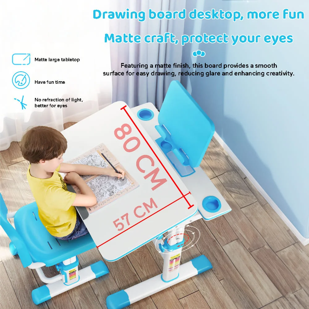 StarAndDaisy Study Table Chair Set for Kids with Adjustable Height, Smart Storage, Flexible Desk, and Book Holder - 80A Blue - Image 10