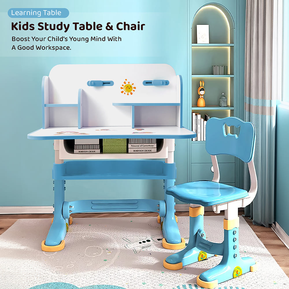 StarAndDaisy Kids Study Table and chair set, Height Adjustable, Storage Shelf, and Book Holder Aged 3-12 years - S02 Pink - Image 2