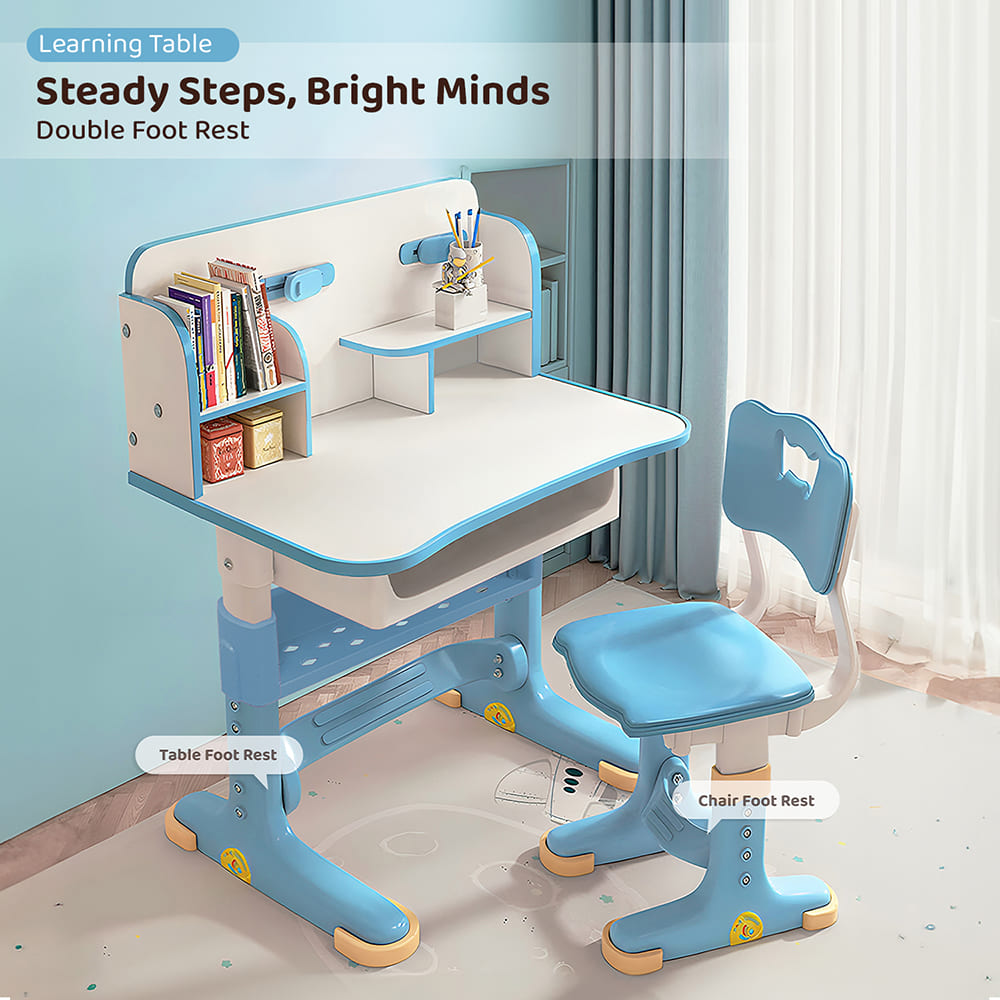 StarAndDaisy Kids Study Table and chair set, Height Adjustable, Storage Shelf, and Book Holder Aged 3-12 years - S02 Pink - Image 5