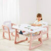 StarAndDaisy Multipurpose, Multi-Functional Plastic Kids Table & 2 Chair Set - Kindergarten Early Education Study, Toy Play Table, Eating Table or 2-10 Years Old Kids, Stable Home (Pink)