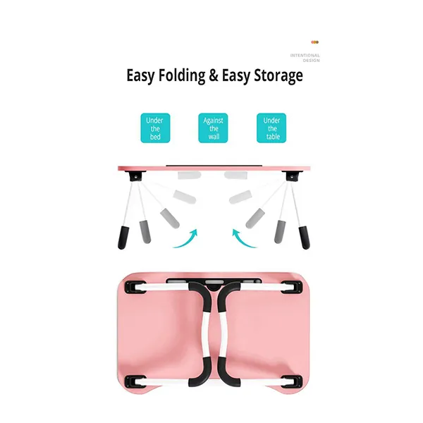 SND Homes Multi-Purpose Foldable Laptop Bed Table Size: 60 X 40 X 27 (Pink Kitty) - Image 5