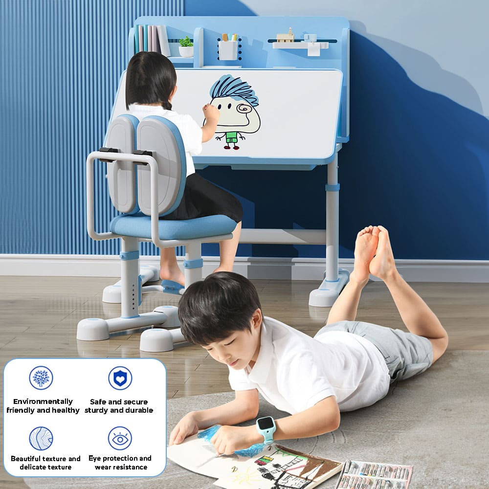 StarAndDaisy Kids Study Table and Chair Set with Adjustable Height, Smart Storage, Bookshelf, Flexible Desk, and Adjustable Design - 83C (Blue) - Image 7