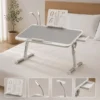 StarAndDaisy Adjustable Laptop Bed Table with USB LED Light, Mini Fan, Book Holder & Storage Drawer, Foldable Lap Desk for Bed, Sofa & Floor - Grey & White