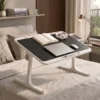 StarAndDaisy T9 Laptop Bed Table for Bed & Sofa, Adjustable Study Table with Storage Drawer, Book Holder, Foldable Legs & 4-Level Angle Adjustment - Black & White